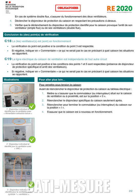 Contrôle ventilation RE2020 raccordement électrique du groupe VMC
