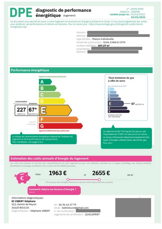 DPE avec valeur de perméabilité mesurée DPE Passoire thermique avec Perméabilité mesurée
